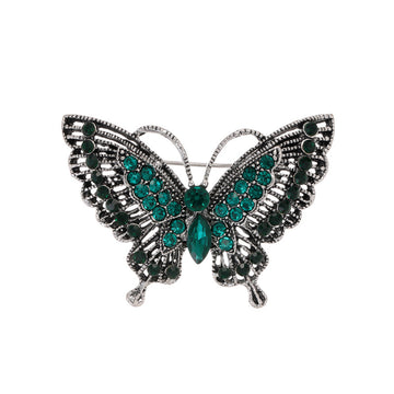 Aqua Silver Tone Butterfly Crystal Three Designs Metal Brooch Pin