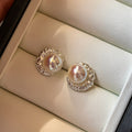 Silver Tone Iridescent Pearl Crescent Stud Earrings view 6