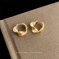 Twisted Mesh Huggie Hoop Earrings Gold Silver Pair view 6