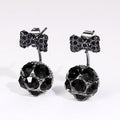 Gunmetal Bow Faceted Crystal Ball Jacket Earrings Pair view 3
