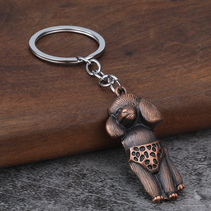 Poodle Dog Alloy Metal Keychain Cute Pet Bag Charm and Key Ring