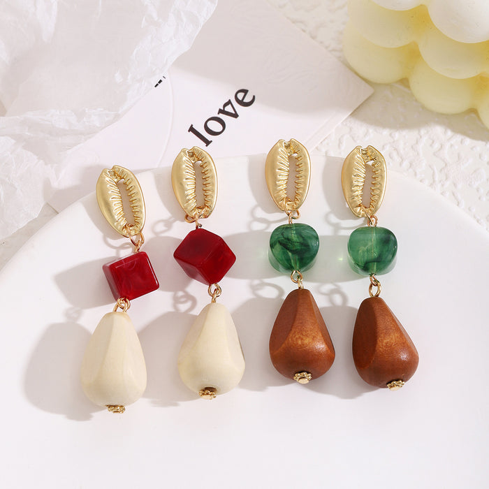 Color Block Bead Teardrop Extra Long Statement Earrings
