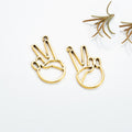 Victory Hand Outline Charm Metal Jewelry Making Component In 4 Finishes view 3