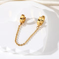Gold Tone Chain Heart and Bead Huggie Earring Options view 2