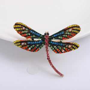 Multicolor Dragonfly Brooch A Long-Winged Dragonfly Outlined In Dark Crystals