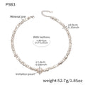 Irregular Mineral and Imitation Pearl Necklace in Two Metal Tones view 7
