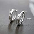 Gold White Tone Roman Numeral Cutout Huggie Hoop Earrings view 5