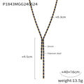 Gold Y-Lariat Necklace Rectangular Color Stones Purple Black view 7