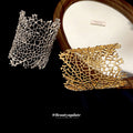 Wide Openwork Leaf Skeleton Metal Cuff Bracelets Gold Silver view 4