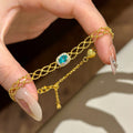Lattice Mesh Green Halo Stone Bracelets Gold Silver view 6