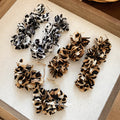 Leopard Print Fabric Flower Statement Hoop Earrings view 3