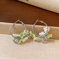 Pastel Flower Hoop Earrings in Blue and Green Cluster Designs view 7