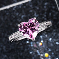 Heart-Shaped Solitaire Pave Ring In Seven Stone Colors view 2