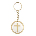 Round Wood Cross Disc Keychain Gold Hardware Four Styles view 7