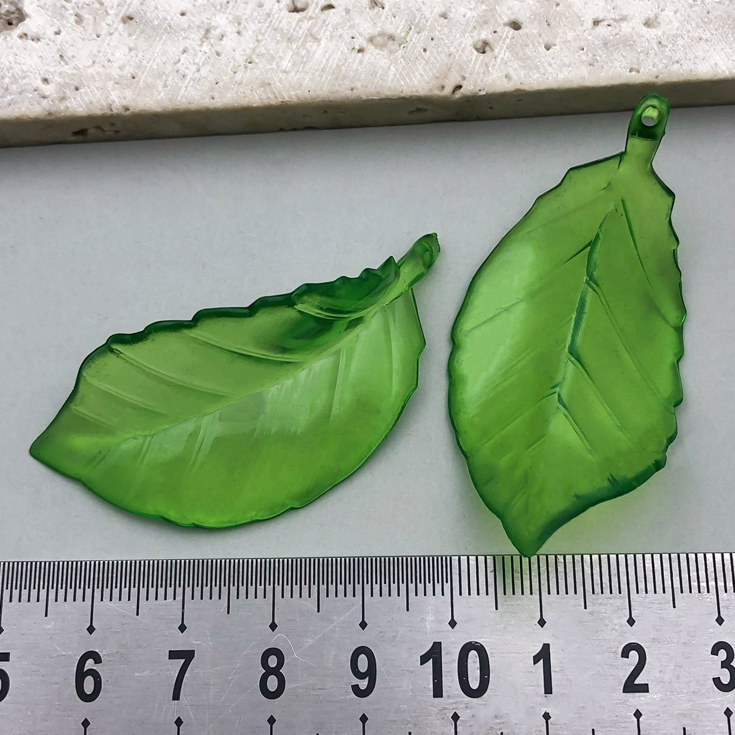 Acrylic Transparent Green Leaf Charm Pendant for DIY Earrings Necklace Hair Accessories