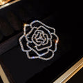 Large Open Rose Crystal Brooch In Gold Tone Or Silver Tone view 7