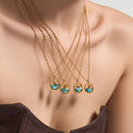 Ocean Scene Round Pendant Necklace in Seven Gold Tone Designs view 2