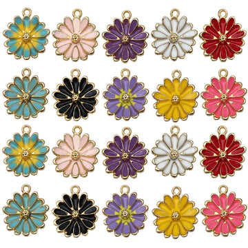 Colorful Daisy and Cat Charms in Twelve Pictured Designs