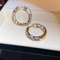 Two Tone Crystal Hoop Earrings in Gold or Silver Tone view 7