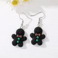 Silver Tone Colorful Gingerbread Figure Resin Hook Earrings view 6