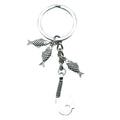 Antique Silver Angler Fish and Hook Charm Keychain view 5