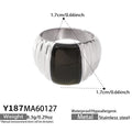 Black Enamel Striped Band Ring Gold Steel Multi Size view 7