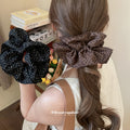 Leopard Fabric Satin Bow Oversized Hair Claw 2 Colors view 1