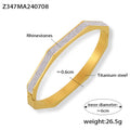 Octagonal Rhinestone Edge Bangle Bracelets Gold and Steel view 7