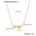Gold Dolphin Pearl Pendant Necklace Or Herringbone Chain view 6
