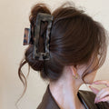 Large Open Rectangle Hair Claws In Gray Tortoiseshell Or Brown Leopard Pattern view 3