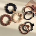 Coffee Brown Elastic Hair Ties Scrunchies Nine Style Mix view 2
