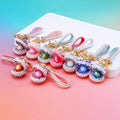 Crystal-Filled Treasure Bowl Keychains with Pearl Wrist Straps view 11