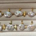 Irregular Pearl Like Fish Pendant Necklaces In Gold And Silver view 3