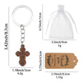Wooden Orthodox Cross Keychain Silver Split Ring Chain view 2