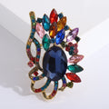 Large Faceted Crystal Leaf Brooch in Six Colorways view 8