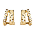 Gold Geometric Star Texture Huggie Hoop Earrings Pair view 5