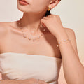 Gold Pearl Natural Stone Station Necklace Bracelet Set view 3