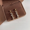 Gold Zigzag Baguette Drop Earrings Clear Stone Dangles view 4