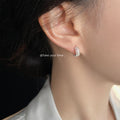 Silver Scalloped Lace Edge CZ Huggie Hoop Earrings view 2
