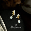 Gold Butterfly Shell Wing Freshwater Pearl Drop Earrings view 4