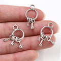 Mini Key Ring Charms with Three Dangling Keys in Four Finishes view 2