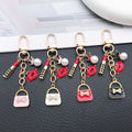 Four Color Handbag Lipstick and Lips Chain Keychains view 4