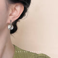 Silver Clear Hollow Glass Ball Drop Stud Earrings Pair view 2