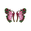Pink Butterfly Beaded Necklace Matching Rhinestone Butterfly Earrings view 5