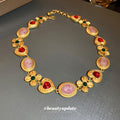 Gold Cameo Heart Flower Necklace Bracelet Earring Three Styles view 3