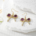 Gold Bow Dried Flower Resin Earrings Ten Color Styles view 9