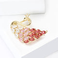 Pink Crystal Swan Brooch with Gold Tone Outline Decorative Clothing Pin view 3
