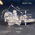 Silver Pear CZ Flower Motif Ring Hexagon Side Accents view 4