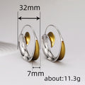 Silver Gold Two-Tone Spiral Swirl Drop Hoop Earrings view 4