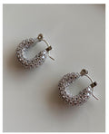 Crystal Pave Rounded Hoop Earrings in Three Sizes and Tones view 8